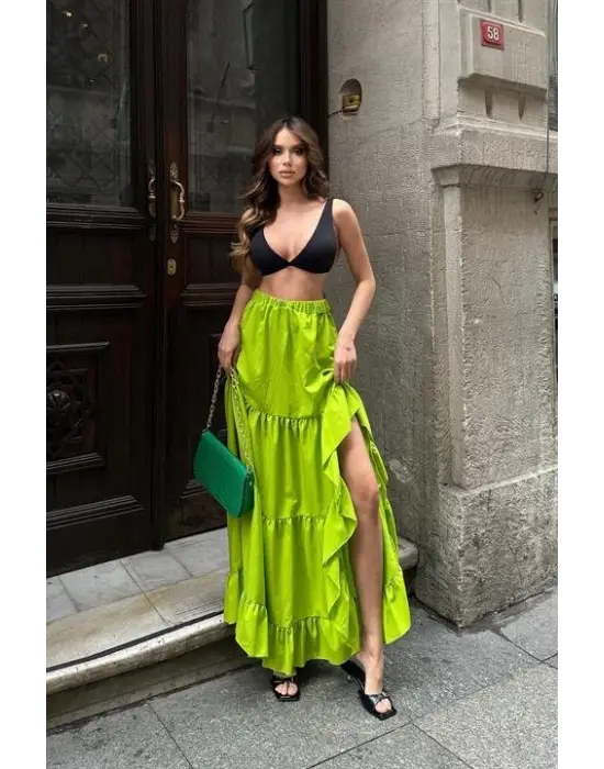 Audrey Fıfrlı Yırtmaç Detay Etek 4037