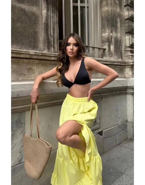 Audrey Fıfrlı Yırtmaç Detay Etek 4037