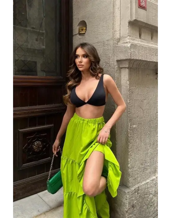 Audrey Fıfrlı Yırtmaç Detay Etek 4037