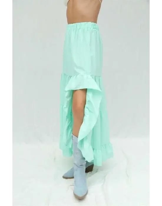 Audrey Fıfrlı Yırtmaç Detay Etek 4037