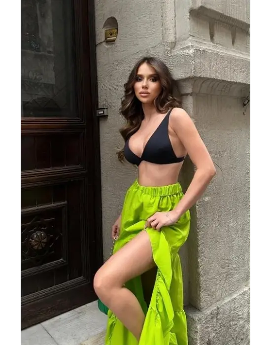 Audrey Fıfrlı Yırtmaç Detay Etek 4037