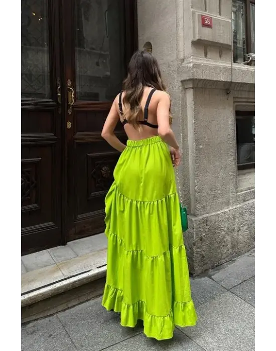 Audrey Fıfrlı Yırtmaç Detay Etek 4037