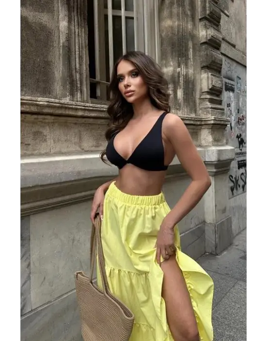 Audrey Fıfrlı Yırtmaç Detay Etek 4037