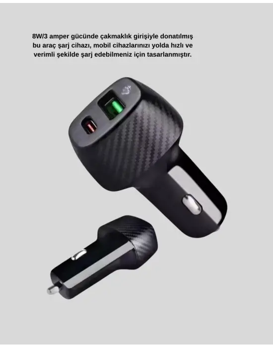 Aux Bluetooth Adaptör Ve 38w Hızlı Araç Şarj Cihazı Seti