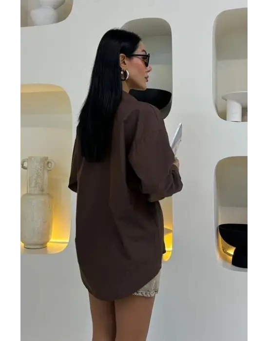 Ay Figürlü Taş İşlemeli Poplin Gömlek 3440