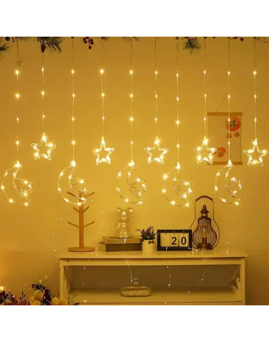 Ay Yıldız Perde Led 10 Saçaklı