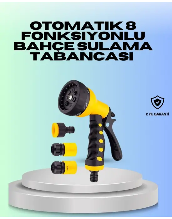 Ayarlanabilir Basınçlı 8 Modlu Bahçe Sulama Tabancası Hortum Atı