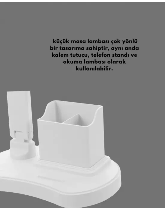 Ayarlanabilir Kısılabilir Led Masa Lambası | Entegre Kalemlik Ve Telefon Tutucu Özellikli