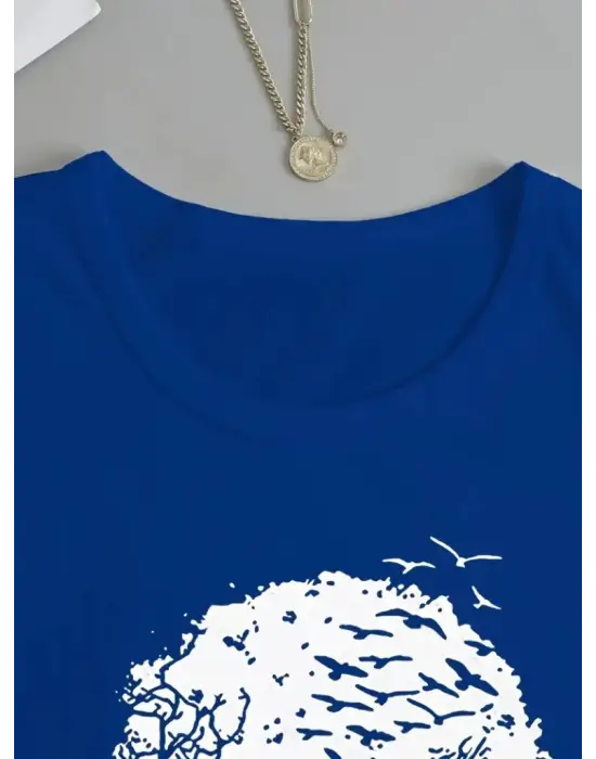 Omarı Şık Ayçiçeği Desenli Uzun Kollu Bluz