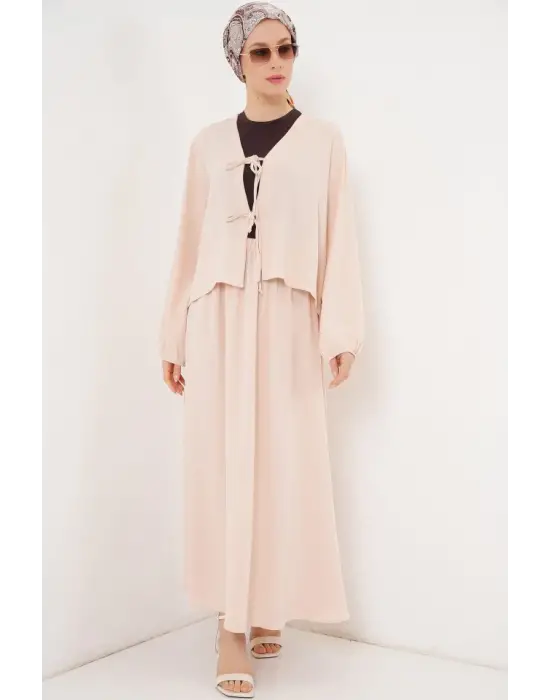 Ayrobin Kimono Etek İkili Takım 8047 - Krem