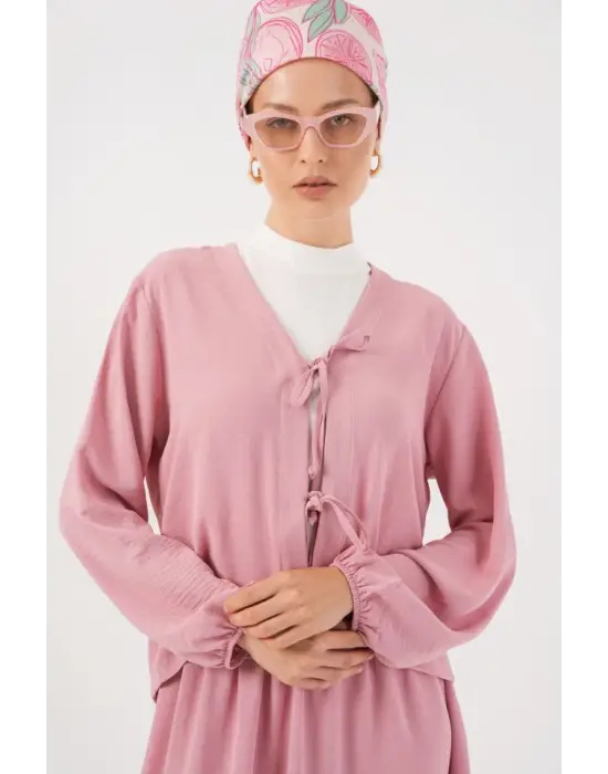 Ayrobin Kimono Etek İkili Takım 8047 - Pembe