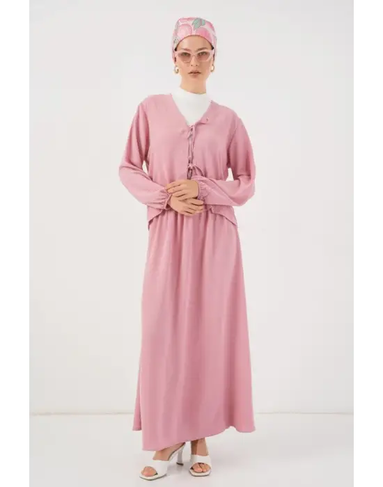 Ayrobin Kimono Etek İkili Takım 8047 - Pembe