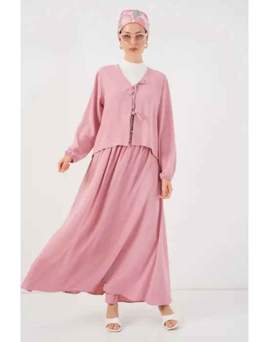 Ayrobin Kimono Etek İkili Takım 8047 - Pembe