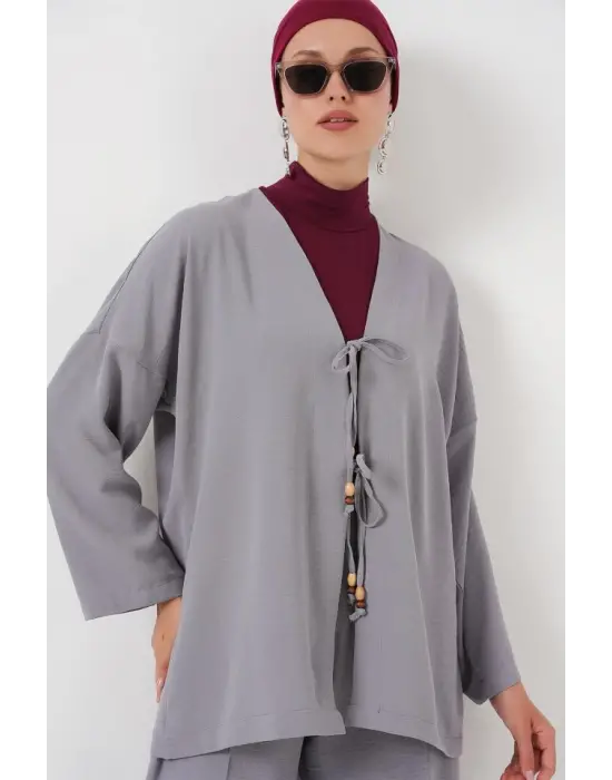 Ayrobin Kimono Pantolon İkili Takım 6739 - Gri