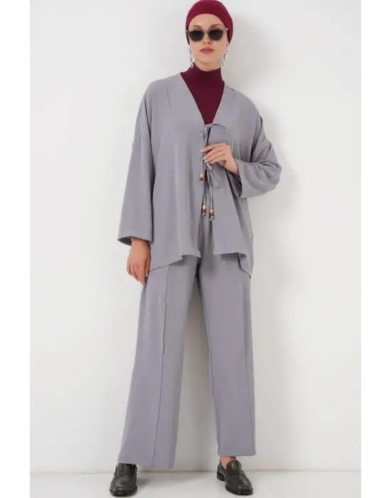 Ayrobin Kimono Pantolon İkili Takım 6739 - Gri