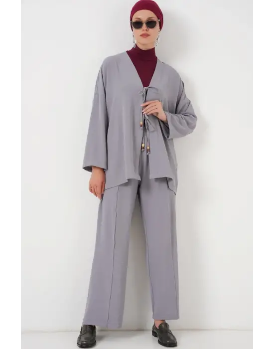 Ayrobin Kimono Pantolon İkili Takım 6739 - Gri