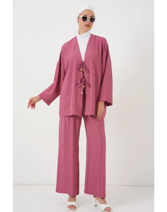 Ayrobin Kimono Pantolon İkili Takım 6739 - Gül Kurusu