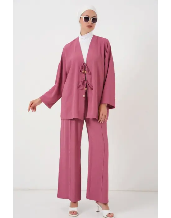 Ayrobin Kimono Pantolon İkili Takım 6739 - Gül Kurusu