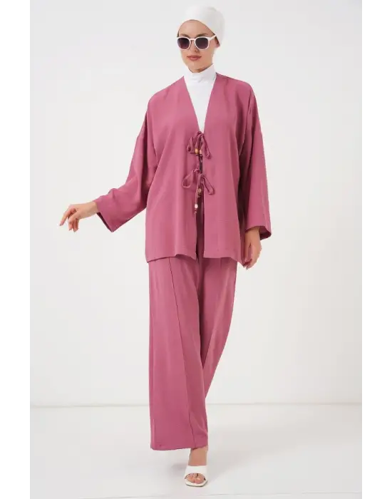Ayrobin Kimono Pantolon İkili Takım 6739 - Gül Kurusu