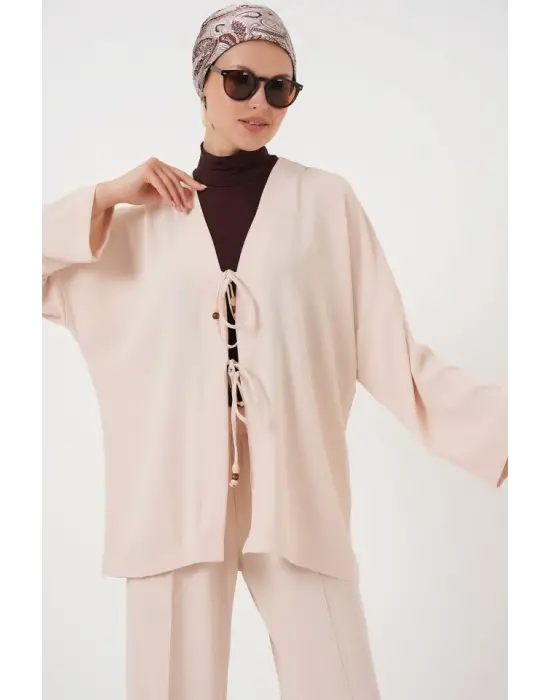 Ayrobin Kimono Pantolon İkili Takım 6739 - Krem