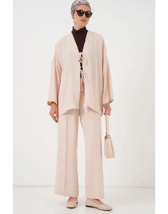 Ayrobin Kimono Pantolon İkili Takım 6739 - Krem