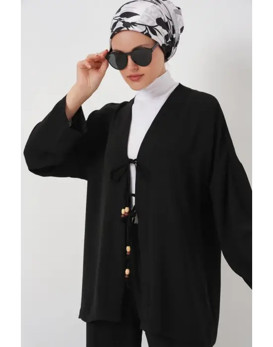 Ayrobin Kimono Pantolon İkili Takım 6739 - Siyah