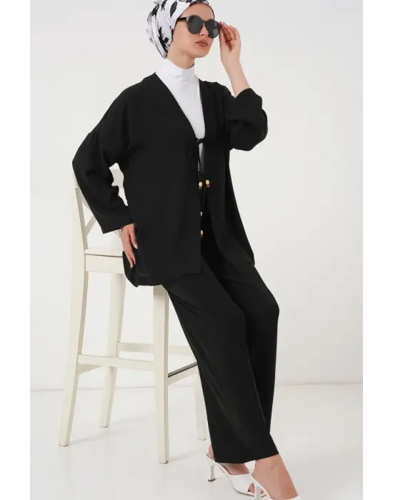 Ayrobin Kimono Pantolon İkili Takım 6739 - Siyah