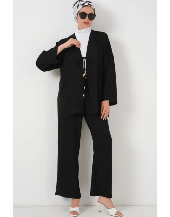Ayrobin Kimono Pantolon İkili Takım 6739 - Siyah
