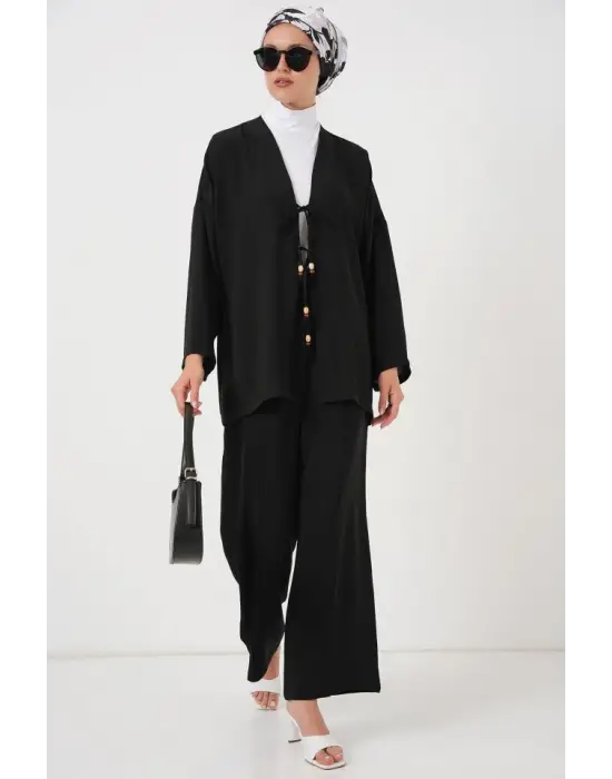 Ayrobin Kimono Pantolon İkili Takım 6739 - Siyah
