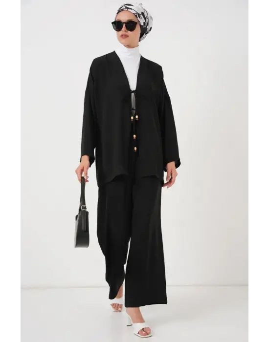 Ayrobin Kimono Pantolon İkili Takım 6739 - Siyah