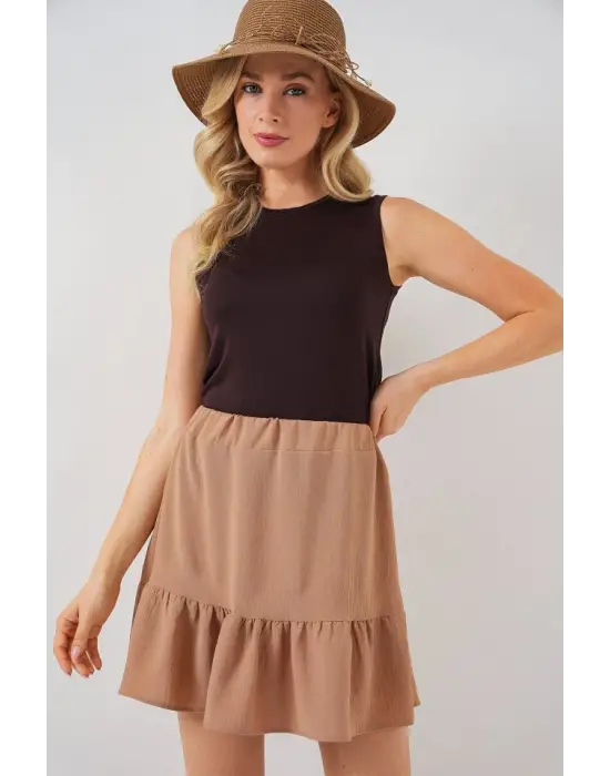 Ayrobin Mini Etek 8054 - Camel