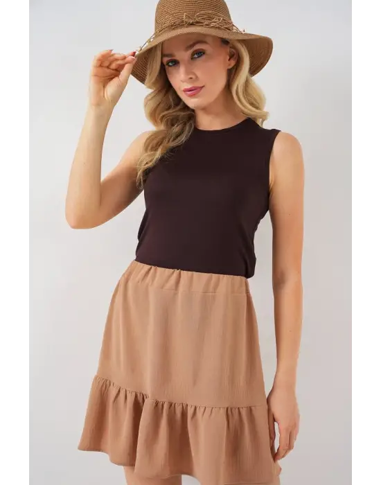 Ayrobin Mini Etek 8054 - Camel