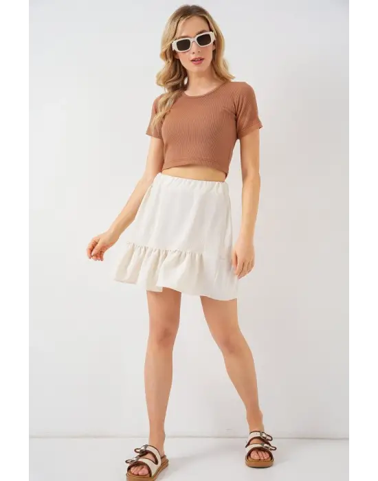 Ayrobin Mini Etek 8054 - Ekru