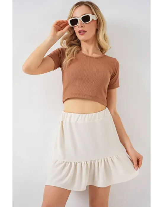Ayrobin Mini Etek 8054 - Ekru