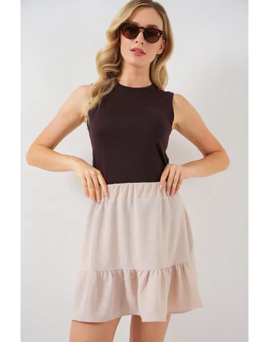 Ayrobin Mini Etek 8054 - Krem