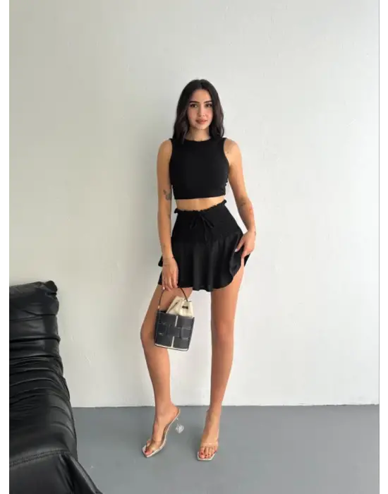 Ayrobin Şortlu Etek - Siyah