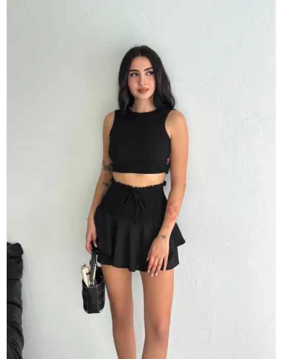 Ayrobin Şortlu Etek - Siyah