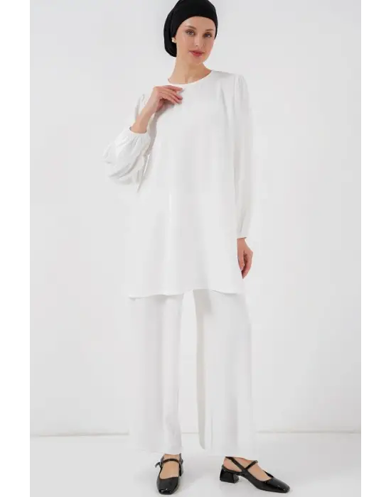 Ayrobin Tunik Pantolon Alt Üst Takım 6712 - Beyaz