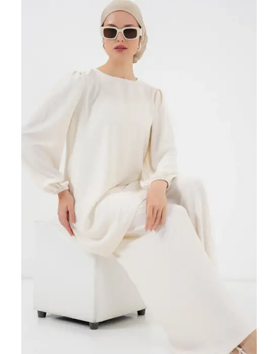 Ayrobin Tunik Pantolon Alt Üst Takım 6712 - Ekru