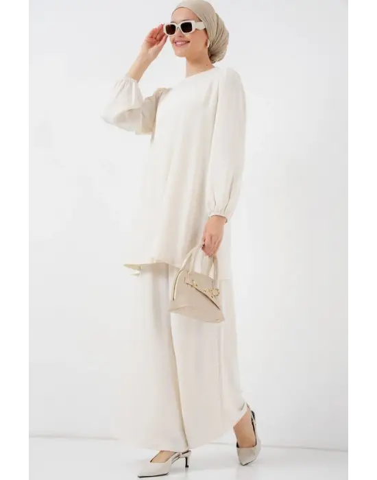 Ayrobin Tunik Pantolon Alt Üst Takım 6712 - Ekru