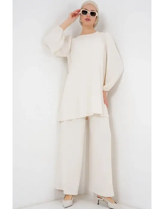 Ayrobin Tunik Pantolon Alt Üst Takım 6712 - Ekru
