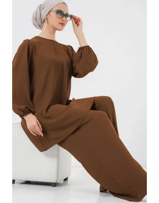 Ayrobin Tunik Pantolon Alt Üst Takım 6712 - Kahverengi