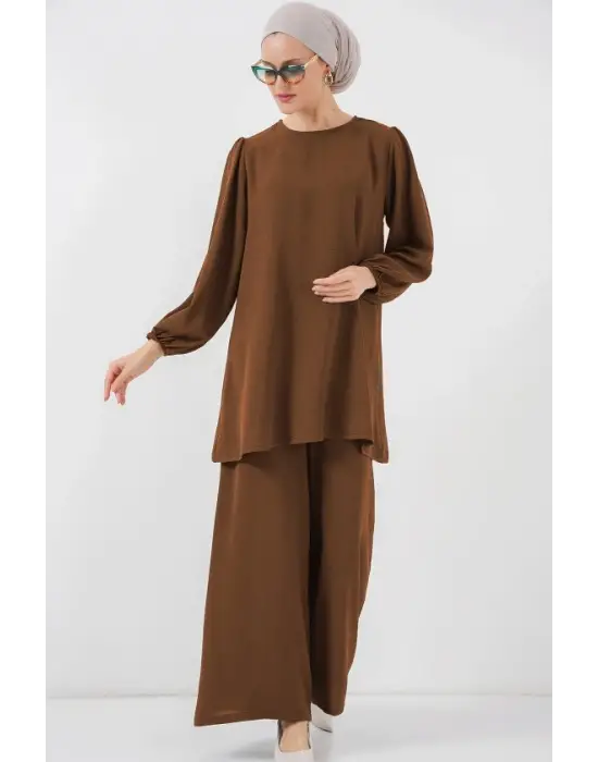 Ayrobin Tunik Pantolon Alt Üst Takım 6712 - Kahverengi