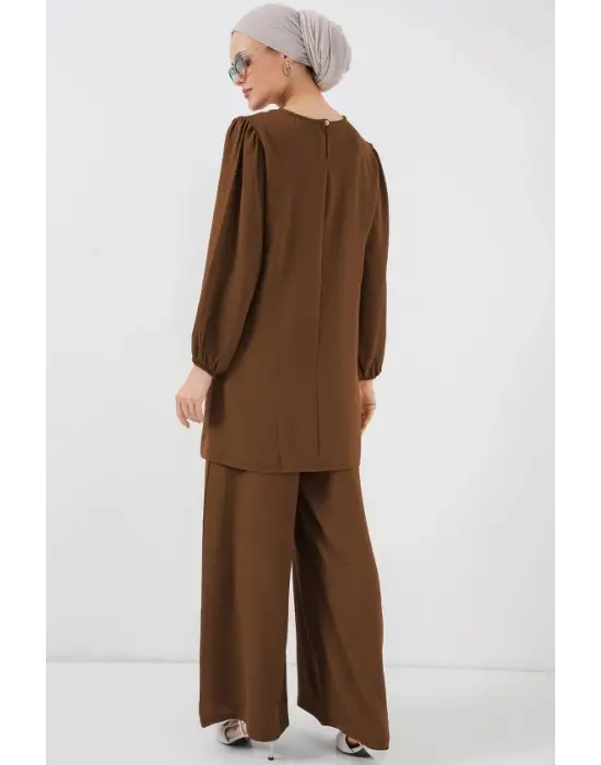 Ayrobin Tunik Pantolon Alt Üst Takım 6712 - Kahverengi