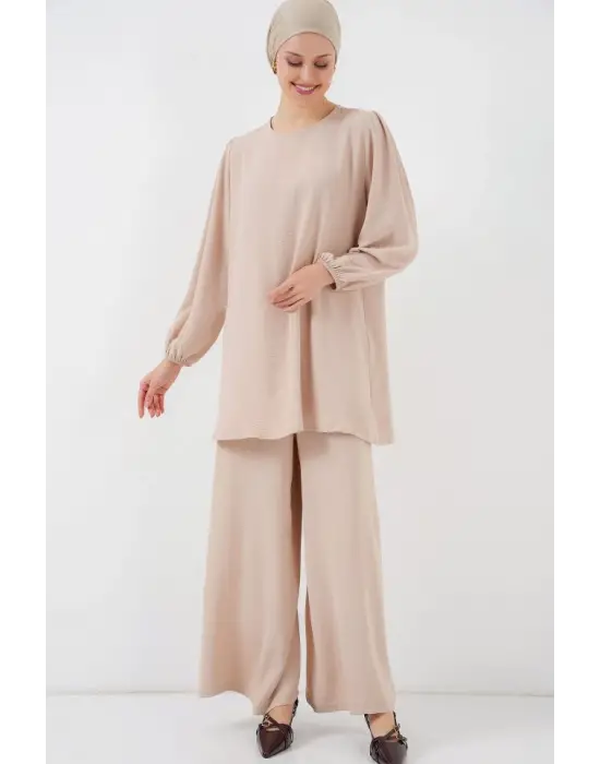 Ayrobin Tunik Pantolon Alt Üst Takım 6712 - Krem