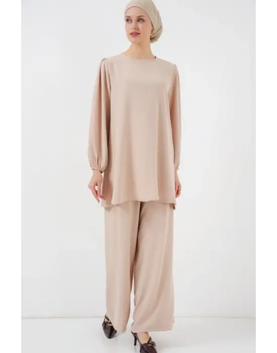 Ayrobin Tunik Pantolon Alt Üst Takım 6712 - Krem