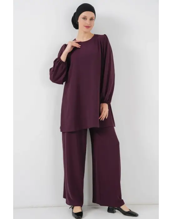 Ayrobin Tunik Pantolon Alt Üst Takım 6712 - Mürdüm