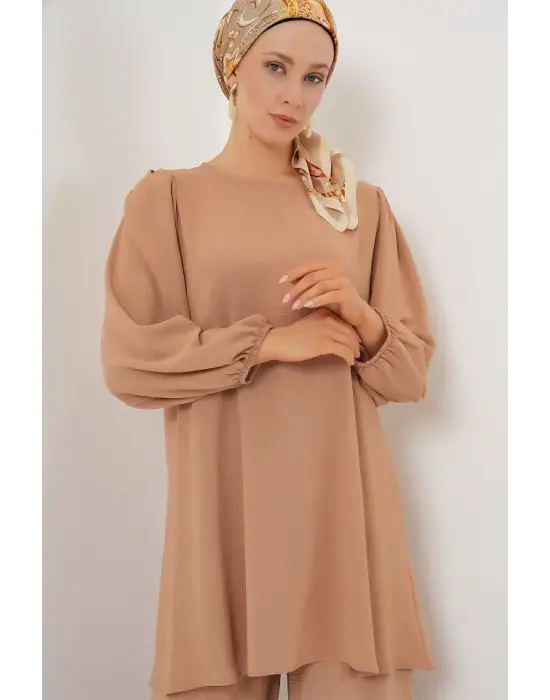 Ayrobin Tunik Pantolon Alt Üst Takım 6712 - Vizon