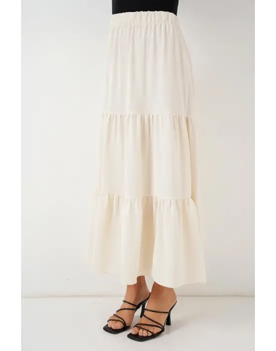 Ayrobin Uzun Etek   - Krem