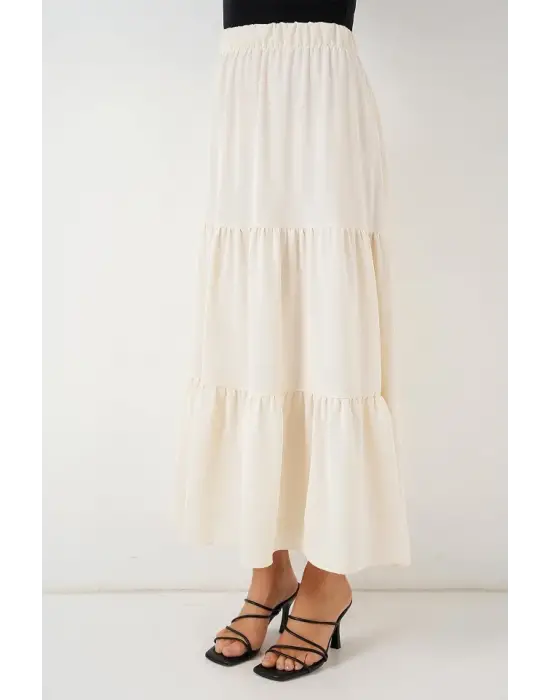 Ayrobin Uzun Etek 8048 - Krem